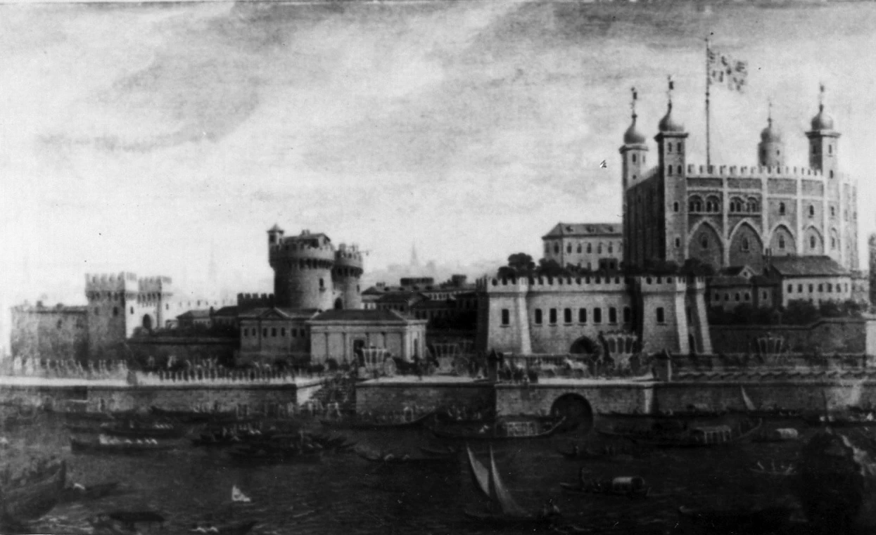 Veduta di una città spagnola con sbarco e ricevimento di illustri personaggi - Reggia di Caserta